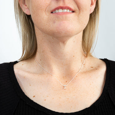 Sterling Silver Cubic Zirconia Initial "I" Pendant on 39+3cm Chain