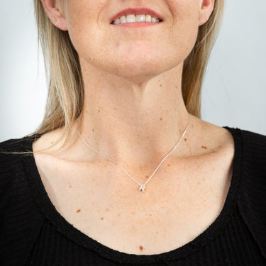 Sterling Silver Cubic Zirconia Initial "R" Pendant on 39+3cm Chain