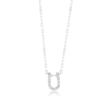 Sterling Silver Cubic Zirconia Initial "U" Pendant On 39+3cm Chain