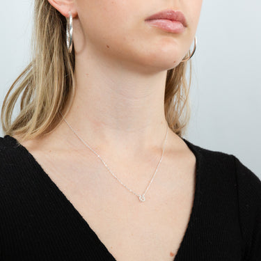 Sterling Silver Cubic Zirconia Initial "U" Pendant On 39+3cm Chain