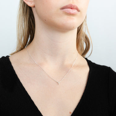 Sterling Silver Cubic Zirconia Inital "Y" Pendant On 39+3cm Chain