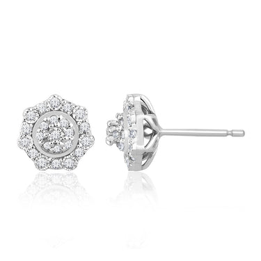 Sterling Silver 1/4 Carat Diamond Stud Earrings