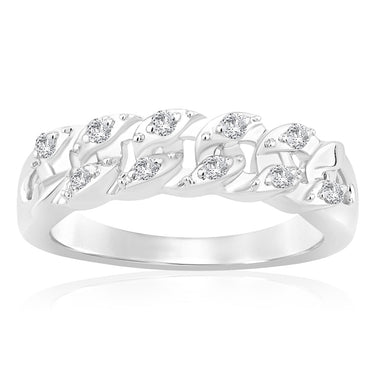 Sterling Silver Diamond Link Ring