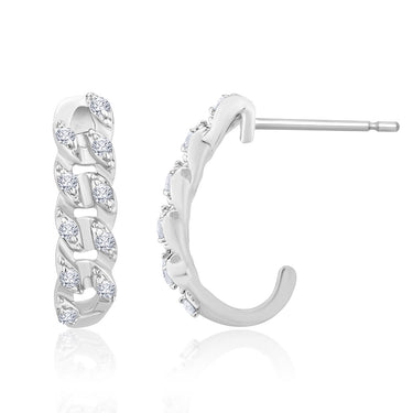 Sterling Silver Diamond Link Earrings