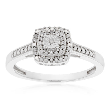 Sterling Silver 1/3 Carat Diamond Pendant Earring and Ring Set