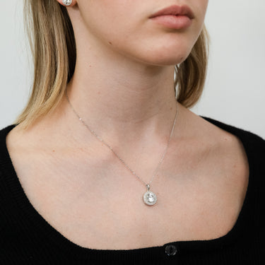 Natural White Sapphire Pendant and Earring Set on Chain in Sterling Silver