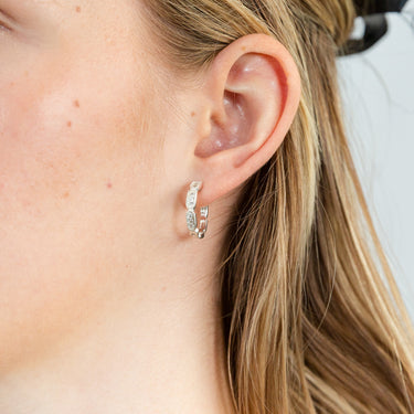 Sterling Silver Cubic Zirconia Fancy hoop Earrings