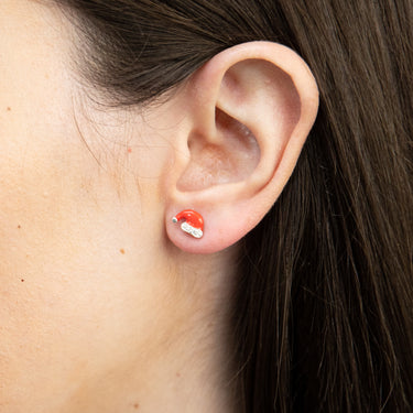 Sterling Silver Cubic Zirconia Santa Hat Stud Earrings