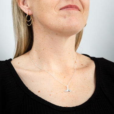 Sterling Silver Cubic Zirconia Dolphin Tail Pendant