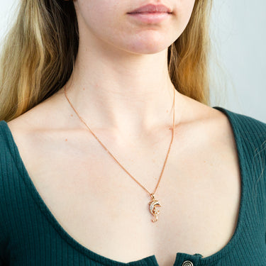 Sterling Silver Roe Gold Plated Cubic Zirconia Dolphin Pendant