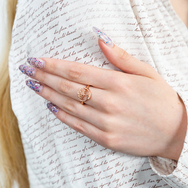 Sterling Silver Rose Gold Plated Tree Of Life Ring