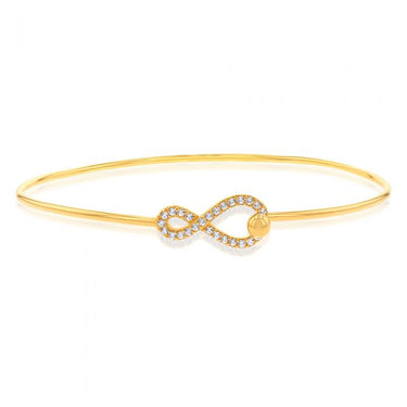 Sterling Silver Gold Plated Cubic Zirconia Infinity Bangle