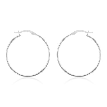 Sterling Silver Plain 30mm Hoop Earrings