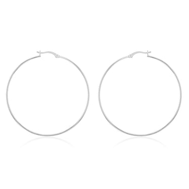 Sterling Silver Plain 50mm Hoop Earrings