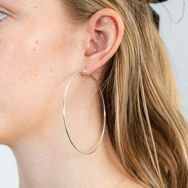 Sterling Silver Plain 70mm Hoop Earrings