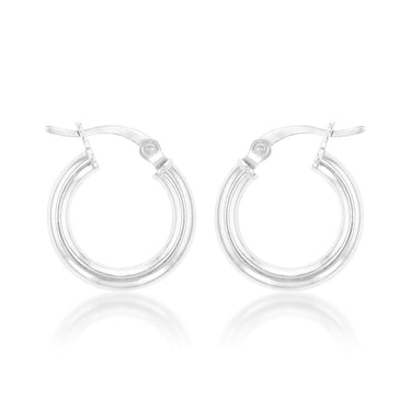 Sterling Silver Plain 15mm Hoop Earrings