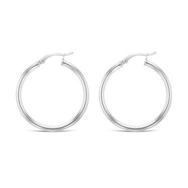 Sterling Silver Plain 30mm Hoop Earrings