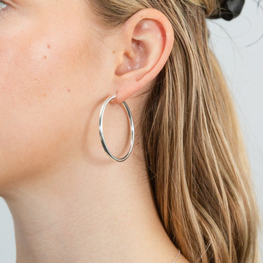 Sterling Silver Plain 40mm Hoop Earrings