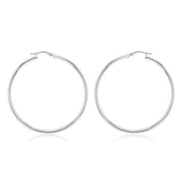 Sterling Silver Plain 50mm Hoop Earrings