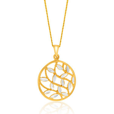 Sterling Silver Gold Plated Round Diamond Cut Patterned Pendant
