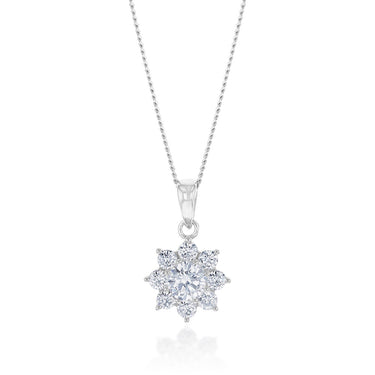 Sterling Silver Cubic Zirconia Flower Pendant