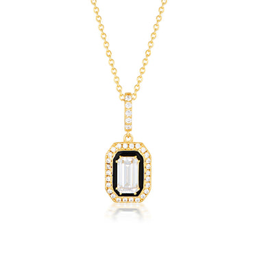 Georgini Reflection Gold Plated Sterling Silver + Black Retrospect Pendant With Chain