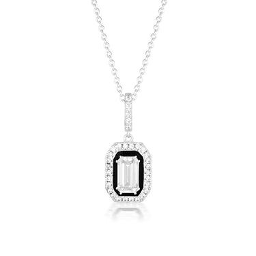 Georgini Reflection Sterling Silver With Black Enamel Retrospect Pendant With Chain