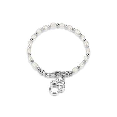 Couture Kingdom Disney Rhodium Plated Sterling Silver Minnie Fresh Water Pearl 19cm Bracelet