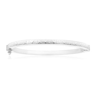 Sterling Silver Roman Numeral Hinged Bangle