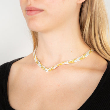 Sterling Silver Yellow And White Two Tone V 40.5cm Chain