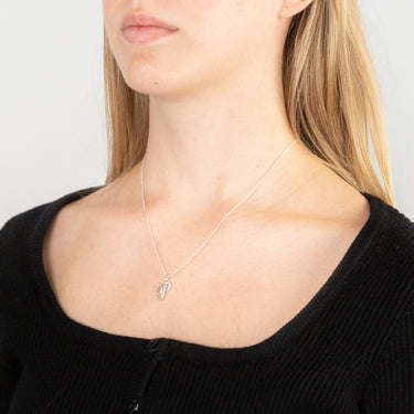 Sterling Silver Rhodium Plated Cubic Zirconia Script "P " Initial Pendant