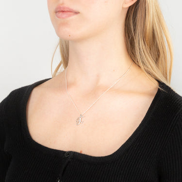 Sterling Silver Rhodium Plated Cubic Zirconia Script "X " Initial Pendant