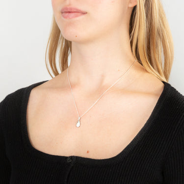 Sterling Silver Rhodium Plated Cubic Zirconia Synthetic Opal Crossover Pendant