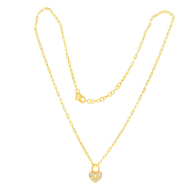 Sterling Silver Yellow Gold Plated Cubic Zirconia Heart On 45cm Chain
