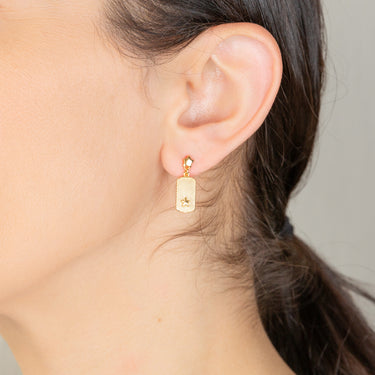Sterling Silver Gold Plated Star Dogtag Stud Earrings