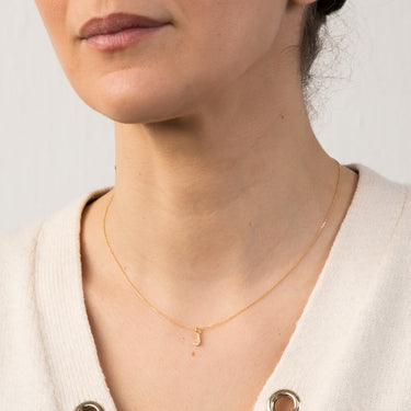 Sterling Silver Yellow Gold Plated Initial "J" Pendant on 45cm Chain