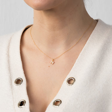 Sterling Silver Yellow Gold Plated Initial "M" Pendant On 45cm Chain