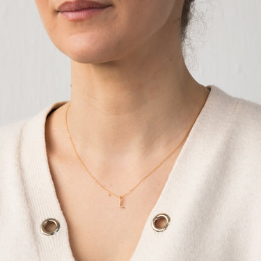 Sterling Silver Yellow Gold Plated Initail "L" Pendant On 45cm Chain