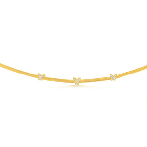 Sterling Silver Yellow Gold Plated Cubic Zirconia Butterfly 43cm Choker Chain