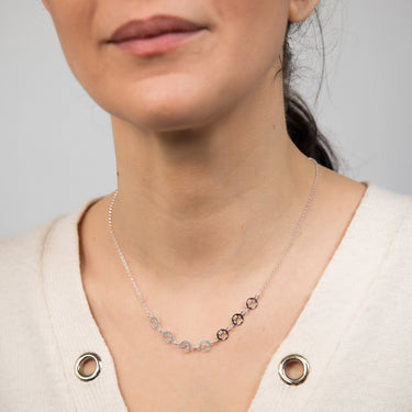 Sterling Silver Paw Mark Discs On 45cm Chain