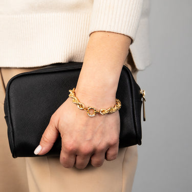 Sterling Silver Gold Plated Twisted 19cm Bracelet