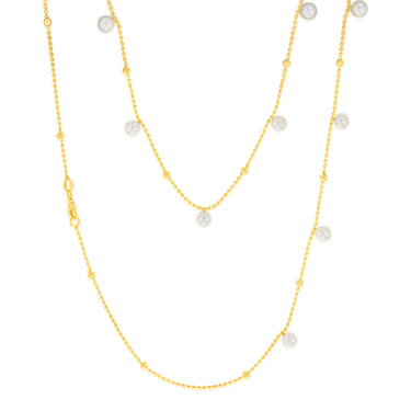 Sterling Silver Gold Plated Pearls on 60cm Chain
