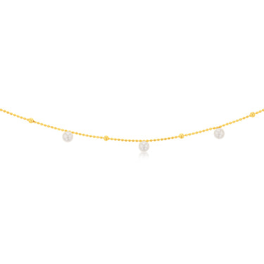 Sterling Silver Gold Plated Pearls on 60cm Chain