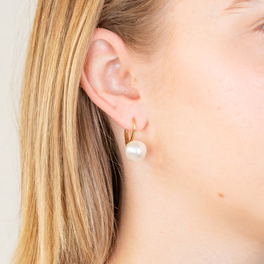 Sterling Silver Gold Plated Single Pearl Hoop Earring
