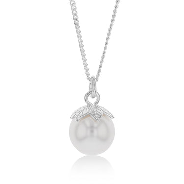 Sterling Silver Single Pearl Pendant On 45cm Chain