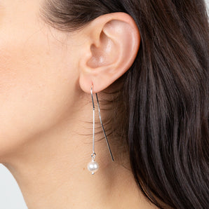 Sterling Silver Single Pearl Threader Earring