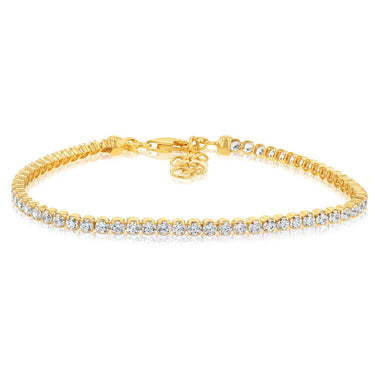Sterling Silver Gold Plated Zirconia Tennis 19cm Bracelet