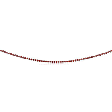 Sterling Silver Red Cubic Zirconia On 32+10cm Chain