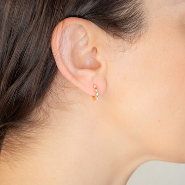 Sterling Silver Gold Plated Multicolour Hoop Earrings