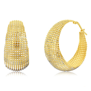 Sterling Silver Gold Plated Diamond Cut Creole Earrings